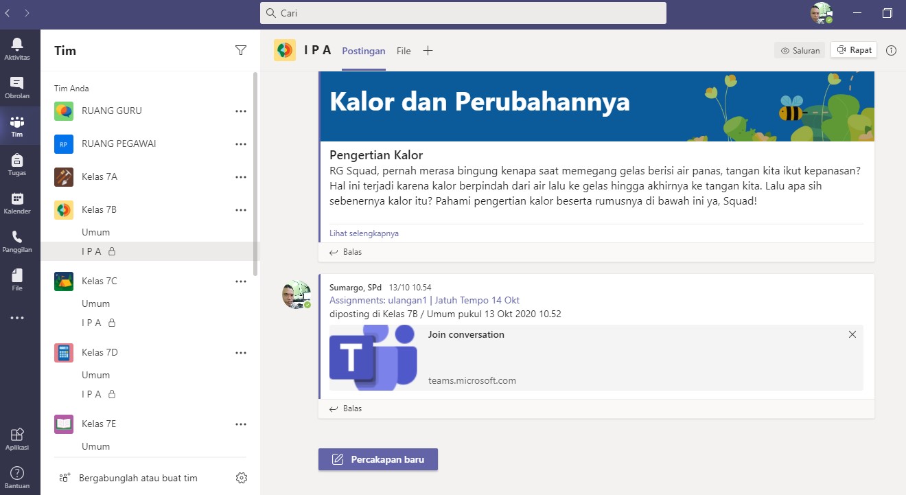 Pelatihan Microsoft Teams di SMP MTA Gemolong